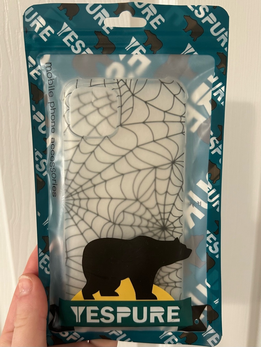 NEW YESPURE Spiderweb Print Phone Case iPhone 13 Halloween Fall October Clear